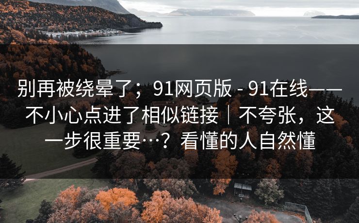 别再被绕晕了；91网页版 - 91在线——不小心点进了相似链接｜不夸张，这一步很重要…？看懂的人自然懂